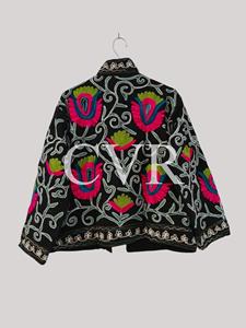 Abrigo de Algodón Bordado a Mano con Flores, Cuello Mandarín, Manga Larga, Estilo Chino, Ropa Exterior Informal para Mujer, Talla Grande, Otoño - Product Image 2