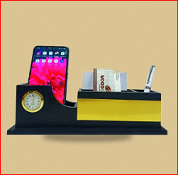 Modern Desk Organizer With Clock <b>Phone</b> Stand Pen Holder Card Slot Multifunction <b>Office</b> Gift - Product Image 2