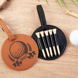 Porte-tee de golf personnalisé en cuir avec gravure laser, vente en gros d'usine, pour cadeaux d'entreprise et usage sportif - Product Image 2