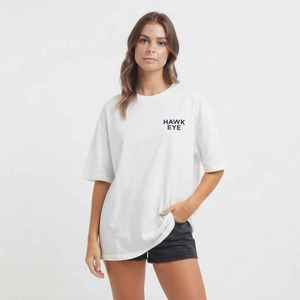 Women's Oversized <b>White</b> Cotton T-Shirt Crew O-Short Sleeve Loose Fit Printed Logo Breathable Spring Summer Casual <b>Top</b> - Product Image 1