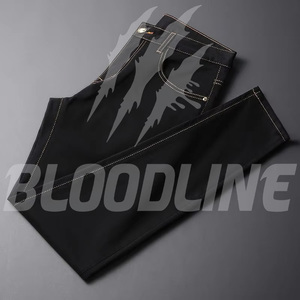 Jeans de Hombre Bloodline, Estampados, Sólidos, Transpirables, Corte Regular, Pierna Recta, Cintura Media, Estilo Casual, Denim, Streetwear, Verano, Algodón - Product Image 2