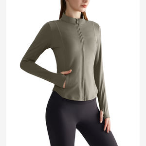 Chaqueta de yoga para mujer, ajustada, de manga larga, con cremallera, para gimnasio, conjunto de 2 piezas, top de yoga, para entrenamiento, fitness y yoga. - Product Image 1