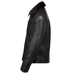 Veste en cuir pour homme de qualité supérieure, véritable peau de mouton, manteau bomber d'hiver, coupe ajustée, style moto, fermeture éclair sur le devant, design avec poches - Product Image 2