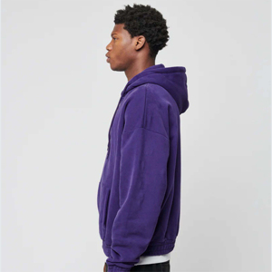 Sweat-shirt à capuche violet pour homme, coupe ample, décontracté, en polaire, couleur unie, avec poches, longueur standard, automne - Product Image 3