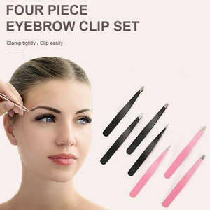 Juego Profesional de 4 Pinzas para Cejas y Pestañas de Acero Inoxidable, Diseño Moderno, Duradero y Reutilizable - Product Image 6