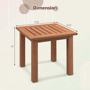 Patio Furniture Hardwood <b>Square</b> <b>Side</b> <b>Table</b> with Slatted Tabletop - Product Image 2