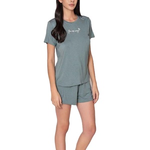 100% Cotton Double <b>Layer</b> Breathable <b>Top</b> And Matching Travel Friendly Shorts Best Price Women Summer Set - Product Image 4