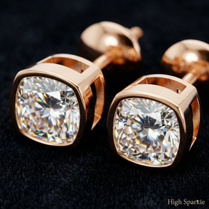 Venta al por mayor de fábrica: Pendientes de lujo con bisel de oro macizo de 9K y corte cojín, diamante cultivado en laboratorio de 2 quilates con certificación IGI, modernos para compromiso. - Product Image 5