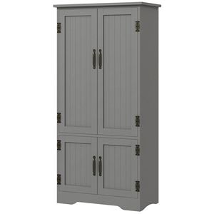Armadio da Terra Grigio Stile Fattoria da 49 Pollici per Dispensa e Sala da Pranzo, con Ripiani Regolabili e Ampio Spazio, Credenza da Cucina - Product Image 1