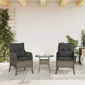 2 chaises de patio en rotin gris avec coussins - Product Image 3