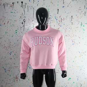 PINK <b>Mock</b> <b>Neck</b> Sweatshirt 100% WHITE Applique Embroidery wide <b>neck</b> Sweatshirt Finer Threads - Product Image 2