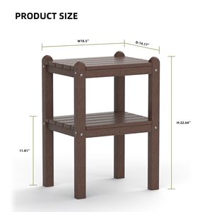 Tavolo Laterale Rettangolare da Esterno in HDPE con Doppio Lato Utilizzabile, Tavolo da Patio - Product Image 6