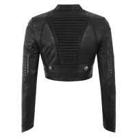 Blouson court en cuir Napa véritable pour femme, style motard gothique noir, boléro ajusté, veste de moto tendance avec fermeture éclair YKK