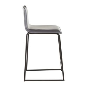 Set di 2 sgabelli da bar Mara da 26 pollici, in metallo nero e similpelle grigia, eleganti sgabelli da bar contemporanei - Product Image 3