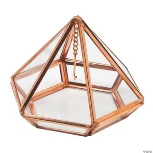 Décoration de jardin, terrarium en métal, pot en verre, support élégant pour plantes d'intérieur, accent géométrique pour la maison - Product Image 3