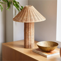 Abat-jour en rotin tressé, forme ondulée, design rustique moderne chinois traditionnel, fait main, vintage, vente en gros, fabriqué au Vietnam