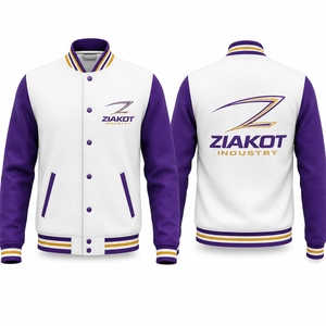 เสื้อแจ็คเก็ตวาร์ซิตี้แบบมีกระดุมเต็มตัว ลายทางสีขาวแดง แบบสั่งทำจากโรงงานขายส่งโดยตรง Ziakot Industry - Product Image 4