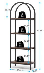 Modern <b>Wooden</b> Etagere Shelf 5-Tier Freestanding Backless <b>Bookcase</b> Midcentury Design Living Room Furniture - Product Image 6