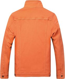 Blouson en jean orange pour homme 2026, col montant, coupe ajustée décontractée, en coton, pour l'automne, disponible à la vente en ligne - Product Image 6
