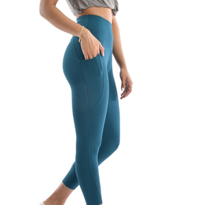 Moisture Wicking Stretch Fabric Sports Leggings Seamless Body Fit <b>Athletic</b> Performance Leggings - Product Image 3