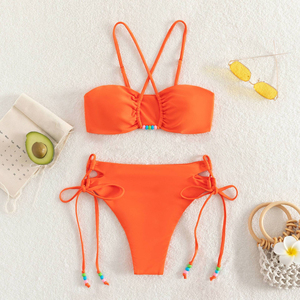 Ensemble bikini pour femmes, tankini sexy, maillot de bain deux pièces, coupe haute, tissu extensible, vêtements de plage, maillot de bain d'été - Product Image 6