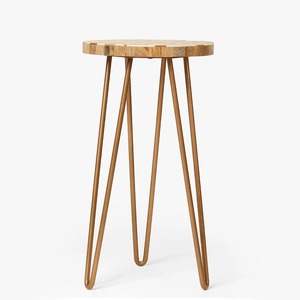 handmade premium quality Round Side Table Mosaic Wood Top Metal Hairpin Leg Accent Stool for Living Room Bedroom - Product Image 2