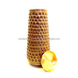 Botella de Cobre Puro Martillada con Acabado Pulido, Hecha a Mano en India, Beneficios para la Salud, Botella de Cobre para Beber Agua - Product Image 5