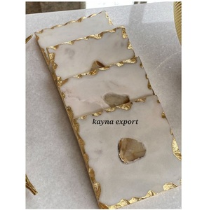 แผ่นรองแก้วหินอ่อนรูปสี่เหลี่ยมผืนผ้า Kayna Export Stone ดีไซน์เรียบหรู กันลื่น แผ่นรองโต๊ะลายโรสควอตซ์ แผ่นรองแก้วหินอ่อนสุดหรู - Product Image 6