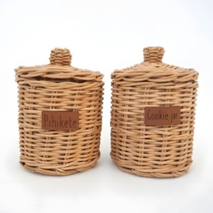 Mini rattan biscuit jar hand weave play food containers highest quality eco friendly <b>toy</b> cookie jars - Product Image 2