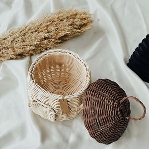 Cesta de Almacenamiento de Mimbre Hecha a Mano con Tapa, Organizador Decorativo de Mimbre para Cuarto de Niños, Decoración del Hogar - Product Image 3