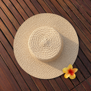 Sombrero de Paja Beige de Ala Ancha, Color Sólido, Unisex, para Adultos, Verano, Playa, Casual, Viajes, Bordado Étnico a Mano - Product Image 2