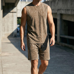Ensemble de jogging et de sport d'été sur mesure en deux pièces, short et t-shirt en polyester et élasthanne, pour hommes - Product Image 5