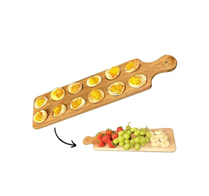 Bandeja para Huevos Duros de Madera de Olivia Pulida con 6 Compartimentos y Asa, Plato de Vajilla, Organizador y Exhibidor de Huevos Cocidos, Más Vendida - Product Image 2