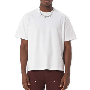 T-shirt d'été pour homme en velours 100% coton, manches courtes, design uni, logo sur le devant, coupe ample - Product Image 1