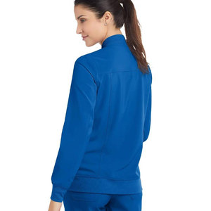 Uniforme Médico para Mujer, Azul, Poliéster Tejido, Uniforme de Hospital con Cierre Frontal y Bolsillo para Tarjeta de Identificación, Hecho en Fábrica - Product Image 6