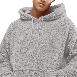 Custom Sherpa Fleece <b>Hoodie</b> for <b>Men</b> Oversized Pullover <b>Thick</b> Warm Fabric Kangaroo Pocket Reasonable Price Wholesale - Product Image 6
