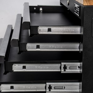 Wholesale 7 Drawer Lockable <b>Rolling</b> <b>Tool</b> Cabinet with Wooden Top Matte Black Powder Coated Steel for Garage Workshop Use - Product Image 5