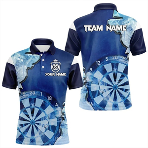 Custom Heat-Transfer Printed Solid Front <b>Dart</b> Shirt Unisex Short Sleeve Moisture Wicking Turn-down Collar Team Name Print All - Product Image 2