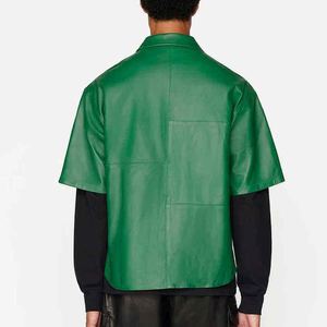 เสื้อเชิ้ตหนังแกะแท้ทรงเข้ารูปสำหรับผู้ชาย แฟชั่นลำลอง ระบายอากาศได้ดี คุณภาพพรีเมียม รับผลิตตามแบบ OEM - Product Image 5