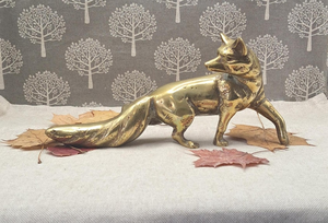 Sculpture de renard en métal artisanale, finition or antique, figurine de faune réaliste, statue de renard réaliste, œuvre d'art décorative animale - Product Image 6