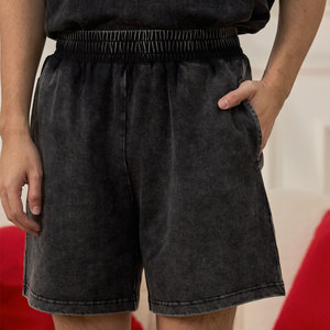 Pantalones Cortos de Algodón Vintage con Cintura Elástica para Venta, 100% Algodón, Estilo Urbano, Casuales, para Correr, Personalizados, con Lavado Ácido - Product Image 1