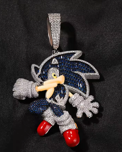 CONCEPTION Hip Hop S925 Chapado en Oro de 14k 18k con Incrustaciones de Moissanita de Corte Brillante Redondo, Colgante Unisex de Plata 925 con Diseño de Dibujos Animados para Fiesta - Product Image 1