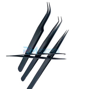 Pince à épiler de précision RMI en acier inoxydable, pointe lisse, 14 cm, 12 cm, anti-magnétique, couleur plasma noire, préhension fine et parfaite pour les cils - Product Image 4