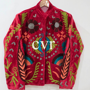 Handmade Velvet Suzani Eco-Friendly Uzbek Suzani Velvet Outerwear <b>Coat</b> Winter Boho Embroidered Women's Luxury <b>Coat</b> for Party Wea - Product Image 1