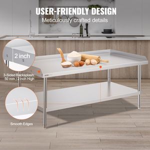 Tavolo da Lavoro Professionale in Acciaio Inox 30 X 60 X 26 Pollici, Banco di Preparazione per Cucina Commerciale con 3 Lati Rialzati - Product Image 4