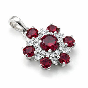 จี้รูปดอกไม้ประดับโกเมนแท้ 100% สำหรับผู้หญิงจาก Rhaya Jewels ชุบโรเดียม เงินสเตอร์ลิง ดีไซน์เรียบหรู เหมาะเป็นของขวัญ - Product Image 5