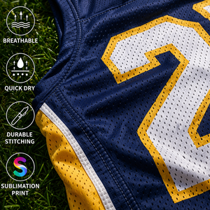 ผู้ผลิตเสื้ออเมริกันฟุตบอลแบบ OEM ตามสั่ง ผ้าโพลีเอสเตอร์แห้งเร็ว ระบายอากาศได้ดี สกรีนชื่อและหมายเลขผู้เล่นตามแบบที่กำหนด - Product Image 3