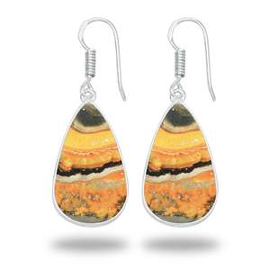 Girls Party Wholesale Beautiful Trendy Cute Natural <b>Bumble</b> <b>Bee</b> Jasper Multi Shape Silver Plated Bezel Dangle <b>Earring</b> for Women - Product Image 3