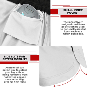 กางเกง MMA มืออาชีพ ผ้าโพลีเอสเตอร์ผสมอีลาสเทน น้ำหนักเบา ทนทาน กางเกงฝึกซ้อมคุณภาพสูง กางเกงฟิตเนส MMA ระบายอากาศได้ดี - Product Image 3