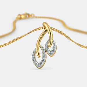 Yellow Gold <b>Double</b> Teardrop Lab Grown Diamond Pendant <b>Necklace</b> - Product Image 3